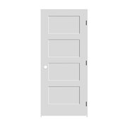 Trimlite 30"x80"x13/8" Primed 4Panel Equal Panel Interior Shaker 49/16" LH Prehung Door Matte Black Hinges 2668pri8444LH10B4916